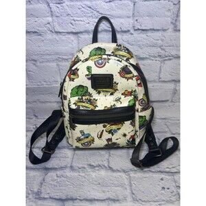 LOUNGEFLY Marvel Avengers Flash Tattoo Comic Mini Backpack Capt America Iron Man